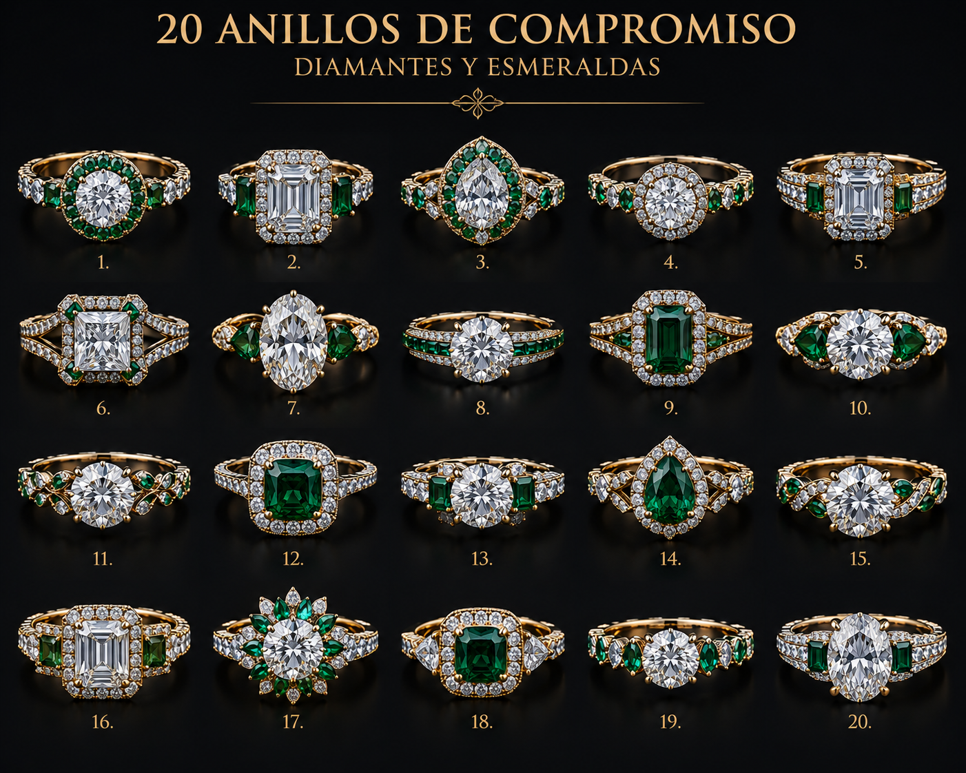 Argolla de Compromiso Diamantes y Esmeraldas